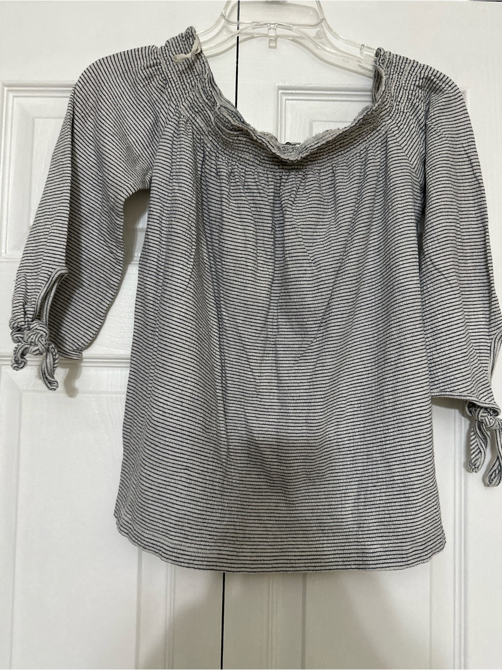 Lucky Brand Black and White Striped Peasant Top